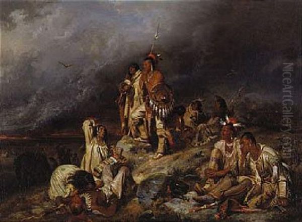 The Prairie Fire Oil Painting by Heinrich (Henry) Ritter