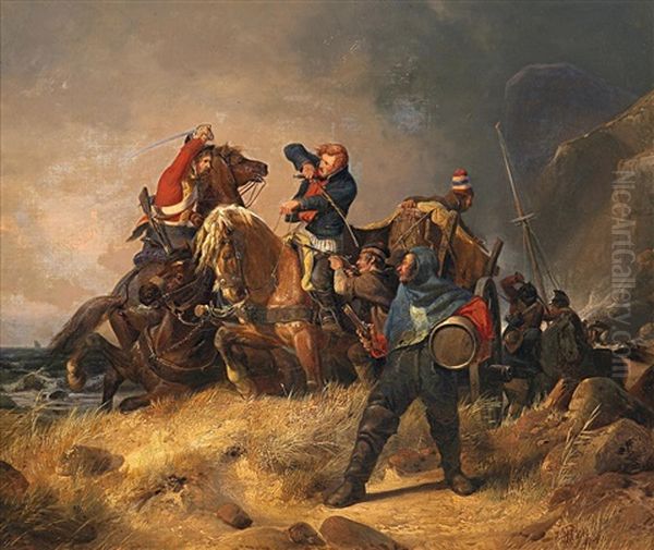 Kampf Gegen Schmuggler An Der Englischen Kuste Oil Painting by Henry Ritter