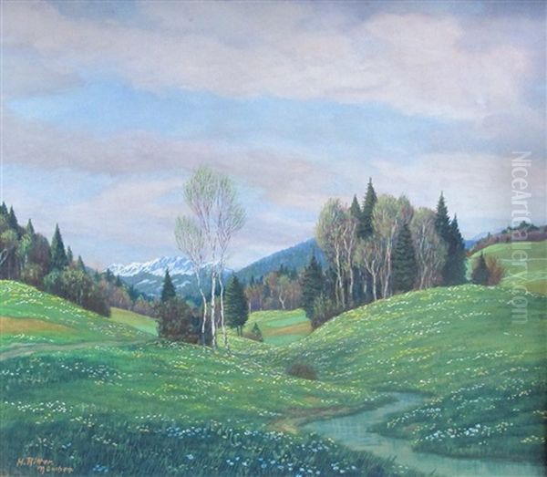 Fruhling In Den Voralpen Oil Painting by Hermann Ritter