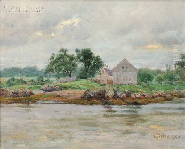 House On Water's Edge Oil Painting by Louis Ritter