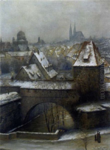 Blick Uber Die Dacher Von Nurnberg Oil Painting by Wilhelm Ritter