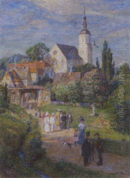 Sonntagsspaziergang Zur Maienzeit Oil Painting by Wilhelm Georg Ritter