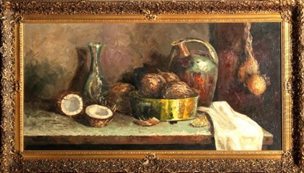 Still Life With Coconuts Oil Painting by Paul Ritter