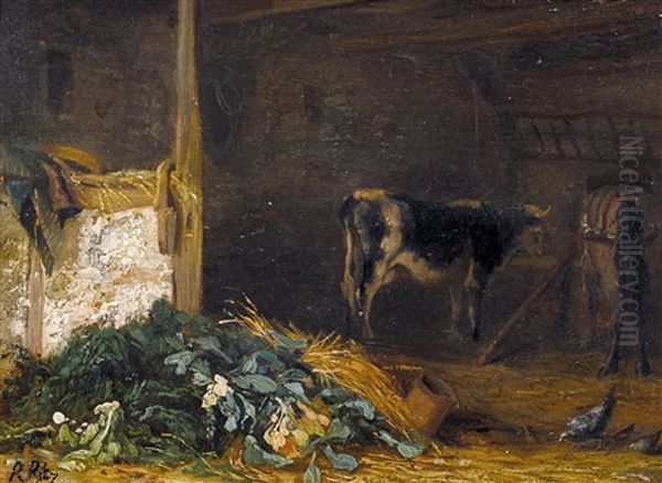 Stall In Kleinbremen Oil Painting by Raphael Ritz