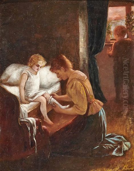 Mutter Mit Kindern Oil Painting by Albert Ritzberger