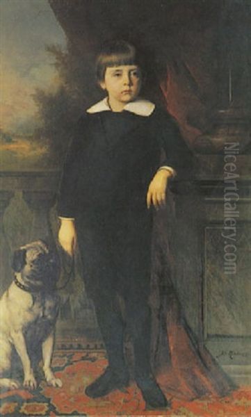 Bildnis Fritz Boehlers Mit Hund Oil Painting by Albert Ritzberger