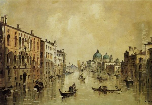 Venezia, Canal Grande Oil Painting by Giovanni Riva