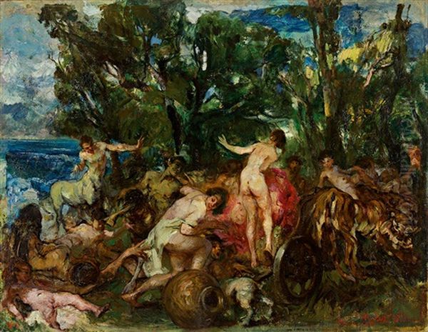 Bacchanal Mit Zentauren, Faunen Und Nymphen Am Ufer Eines Sees Oil Painting by Giuseppe Rivaroli