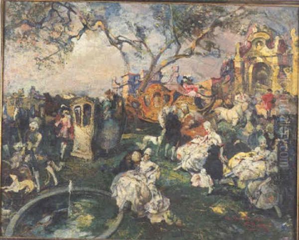 Festa Nel Parco Oil Painting by Giuseppe Rivaroli