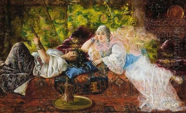 Harem Scene Oil Painting by Antonio Rivas