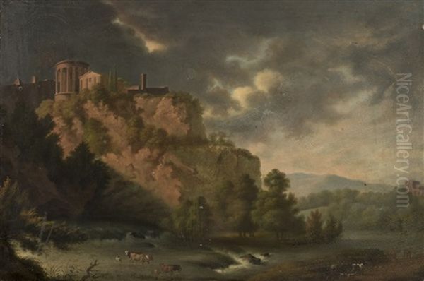 Site De Tivoli Avec Le Temple De La Sibylle Oil Painting by Pierre Louis De La Rive