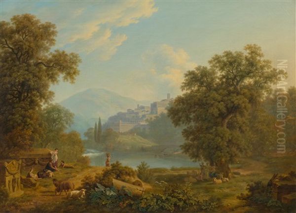 Landscape Near Tivoli Oil Painting by Pierre Louis De La Rive