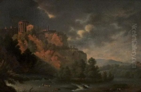 Paysage Italien Inspire De Tivoli Oil Painting by Pierre Louis De La Rive