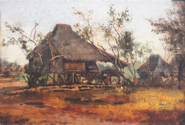 Bahay Kubo Oil Painting by Vicente Rivera y Mir