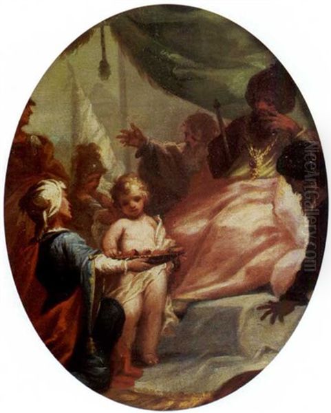 The Infant Moses Taking The Burning Coals Oil Painting by Marco Antonio Riverditti