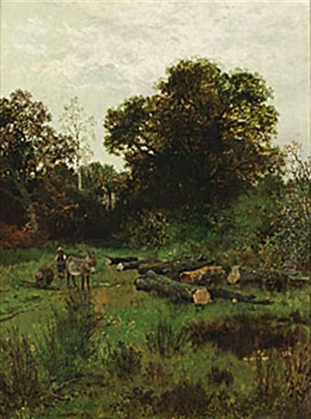 A Glade In Epping Forest Oil Painting by Leopold Rivers