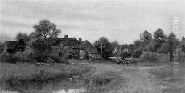 Village Of Bettiscombe, Dorset Oil Painting by Leopold Rivers