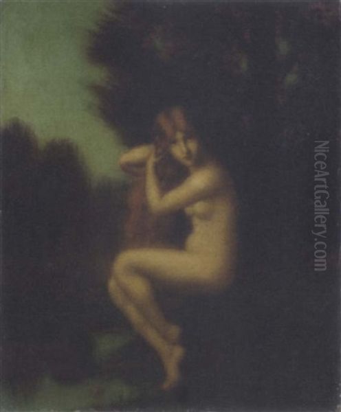 A Nymph In The Woods Oil Painting by Arsene Hippolyte Rivey