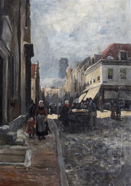 Markt Met Gezicht Op De Laurenskerk Oil Painting by Adriaan de la Riviere