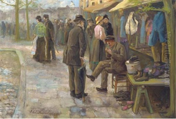 At The Market Oil Painting by Adriaan de la Riviere