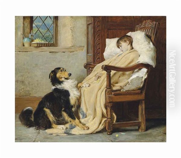 Old Playfellows Oil Painting by Briton Riviere