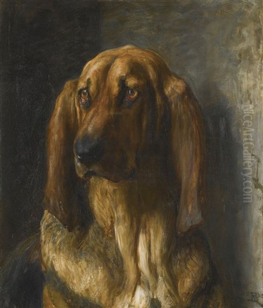 Sir Lancelot, A Bloodhound Oil Painting by Briton Riviere