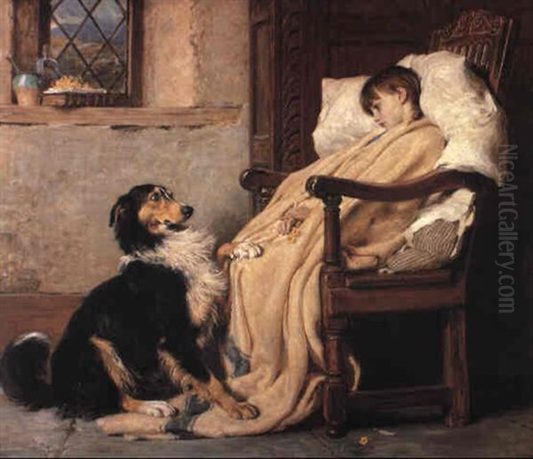 Old Playfellows Oil Painting by Briton Riviere