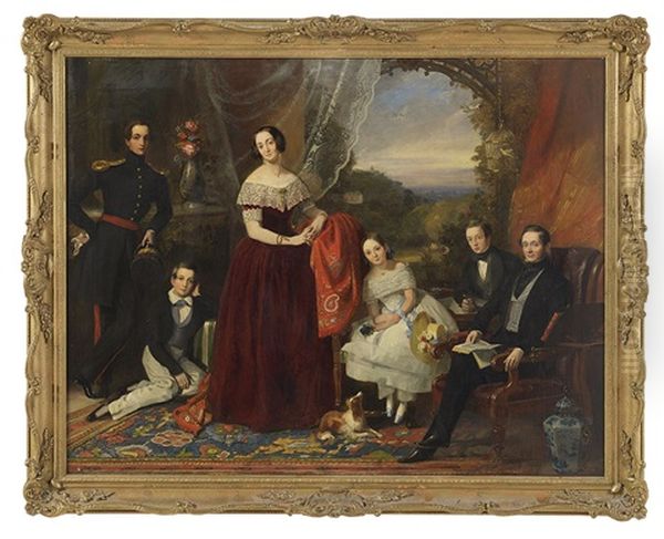 Portrait Of A Distinguished Family Of Means Oil Painting by William Riviere