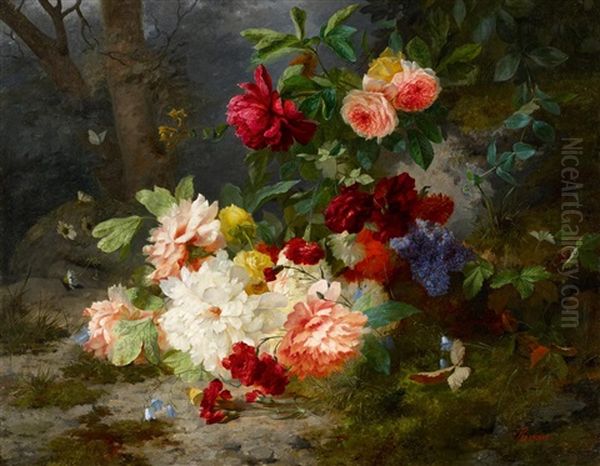 Groses Blumenbouquet Oil Painting by Francois Rivoire