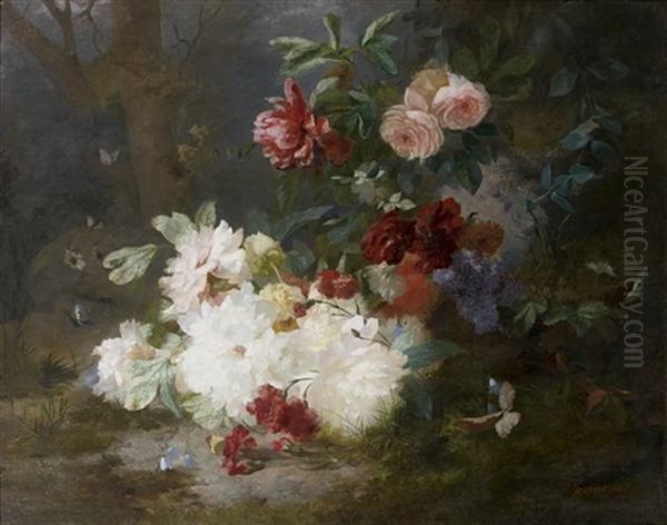 Jetee De Fleurs Dans Un Sous Bois Oil Painting by Francois Rivoire