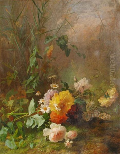 Stillleben Mit Blumen Und Grasern Oil Painting by Francois Rivoire