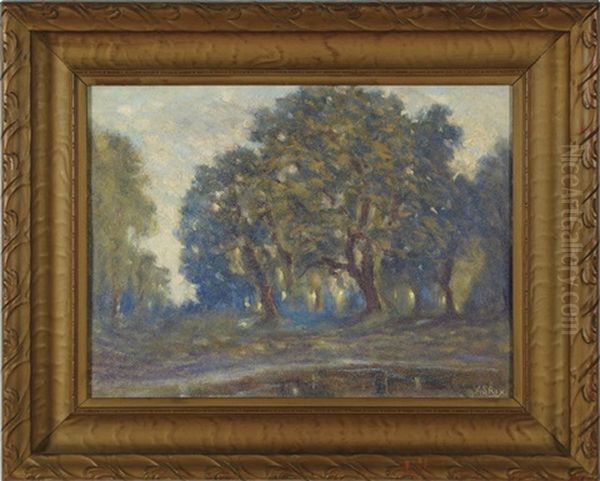 Impressionist Forest With Pond In The Foreground Oil Painting by Alfred S. Rix