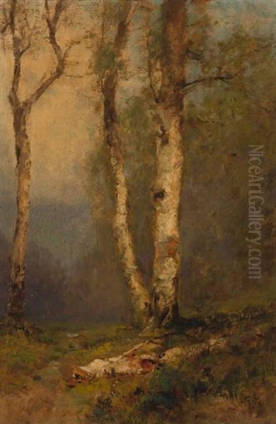 Birch Trees Oil Painting by Julian Walbridge Rix