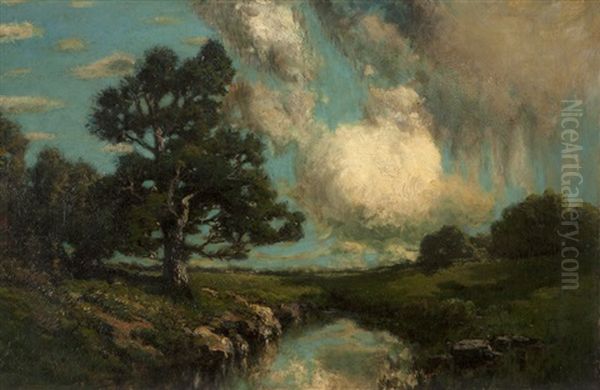 Landscape Of A Countryside With Tree And River by Julian Walbridge Rix