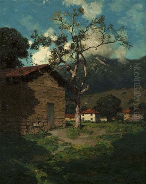 Burke Adobe, Adobe In A Santa Barbara Landscape Oil Painting by Julian Walbridge Rix