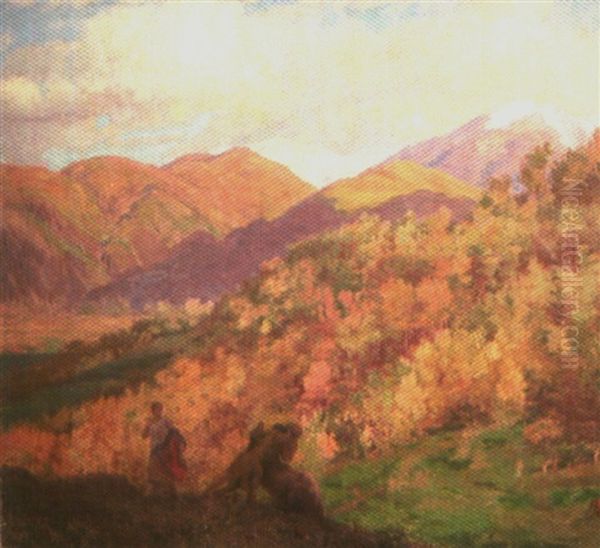 Centaures Dans Les Montagnes De Thessalie Oil Painting by Jean Andre Rixens