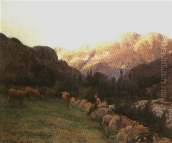 La Gardien De Vaches Oil Painting by Jean Andre Rixens