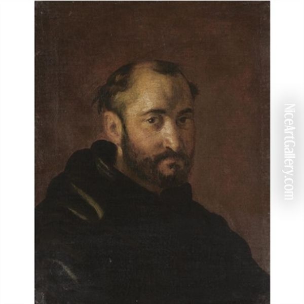 Portrait Of A Benedictine Monk, Bust Length Oil Painting by Fray Juan Andres Rizi de Guevara