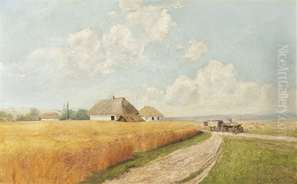 Reife Kornfelder In Ukrainischer Landschaft Oil Painting by Fedor Petrovich Riznichenko