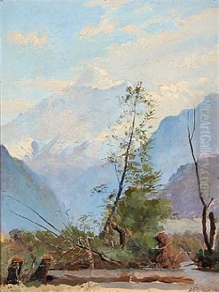 The Foothills Of The Caucasus. Kazbek Mountain Oil Painting by Fedor Petrovich Riznichenko