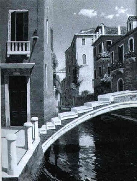 Puente Sobre Canal Venecia Oil Painting by Antonio Rizzi