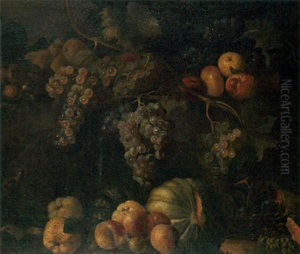 Nature Morte Aux Raisins, Aux Peches Et Aux Melons Oil Painting by Marco Antonio Rizzi