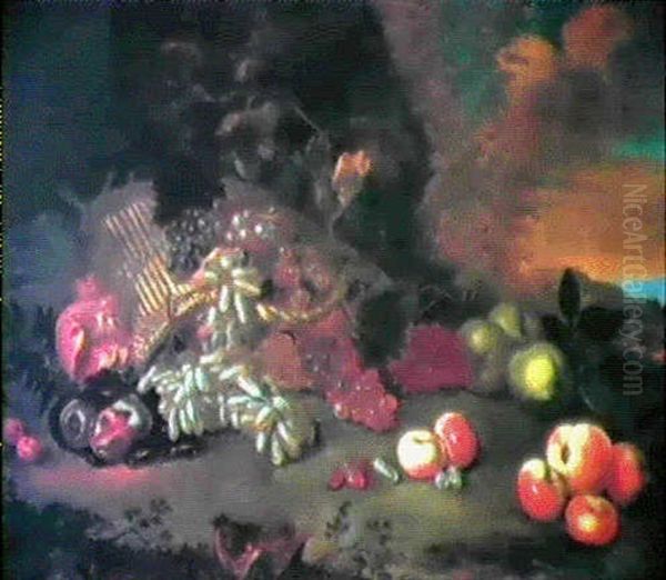 Natura Morta Di Frutta Su Sfondo Di Paesaggio Oil Painting by Marco Antonio Rizzi