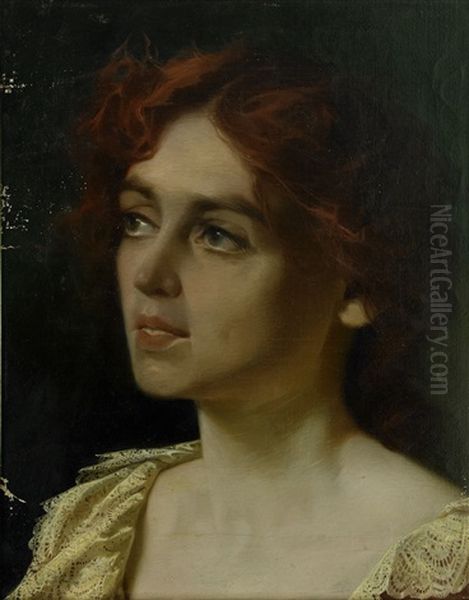 A Young Beauty Oil Painting by Alexander (Aleksandr) Antonovich Rizzoni