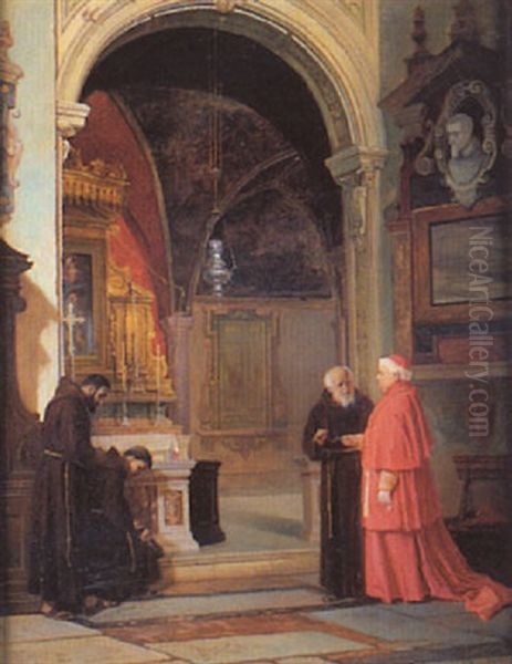 La Visite Du Cardinal Oil Painting by Alexander (Aleksandr) Antonovich Rizzoni