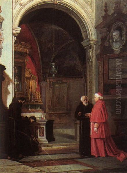 The Cardinal's Visit Oil Painting by Alexander (Aleksandr) Antonovich Rizzoni