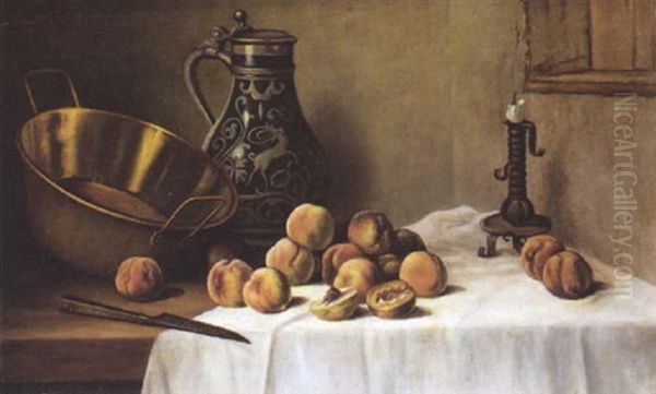 Still Life With Peaches Oil Painting by Paul (Pavel Antonovich) Rizzoni