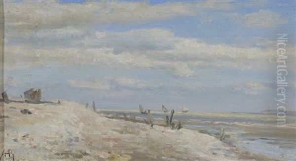 Meeresstrand Oil Painting by Alcide Theophile Robaudi