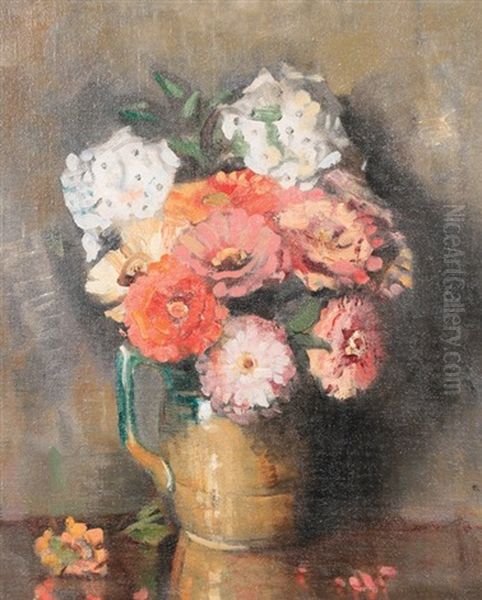 Still Life Of Flowers Oil Painting by William George Robb