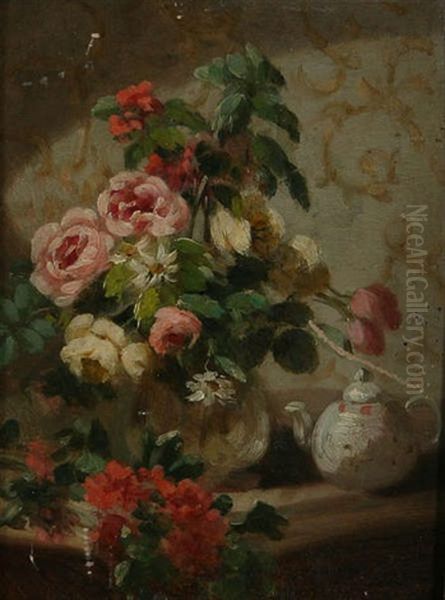 Nature Morte Aux Fleurs Oil Painting by Henri Robbe